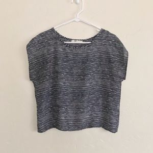 Rumors Blue & White Striped Open Back Crop Top Med